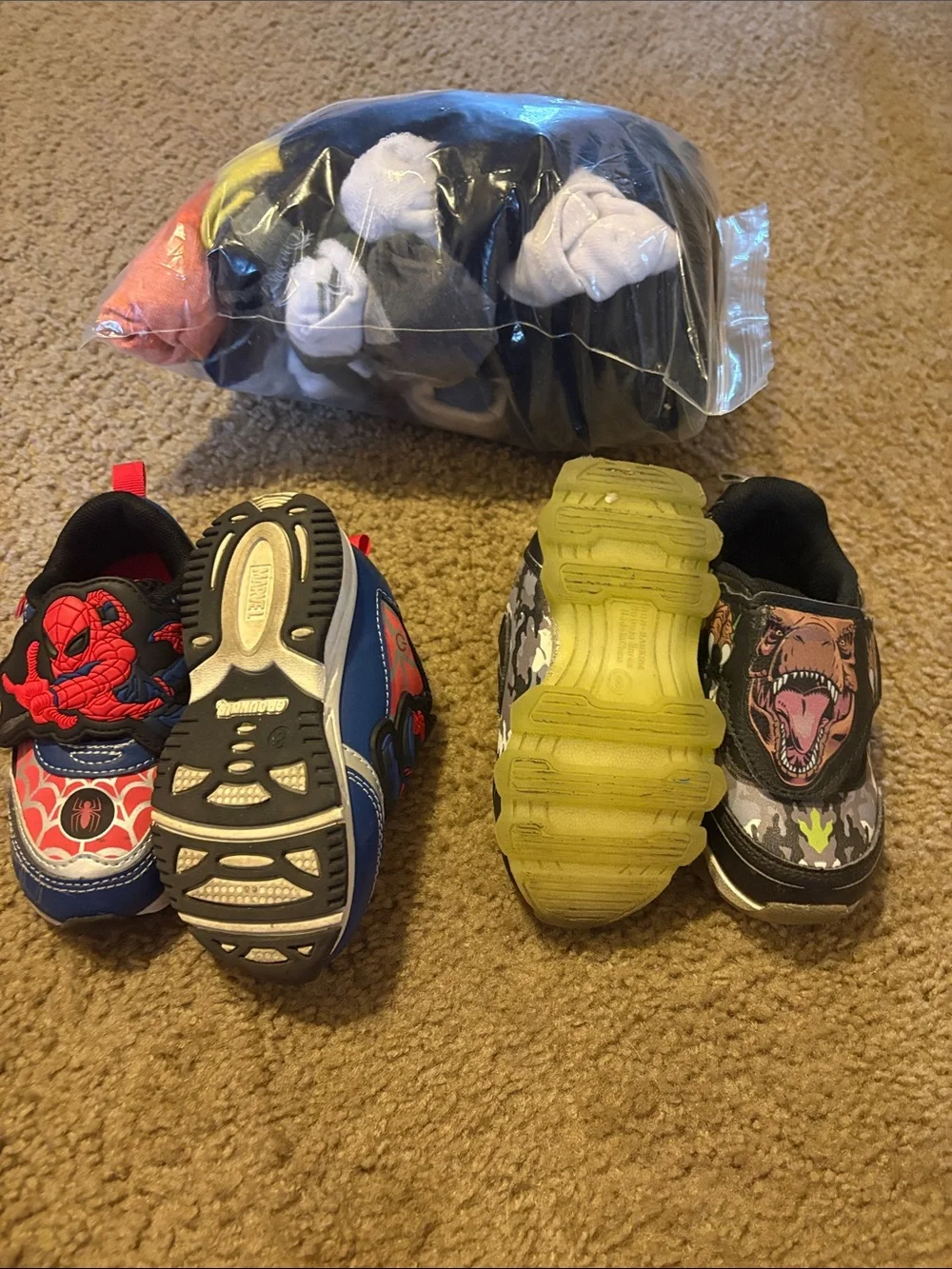 Kids Spider-Man & Dinosaur Slip-On Shoes - Red, Black